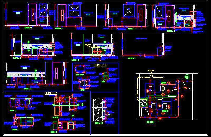 AutoCAD Office Cabin Layout with Interior and Desk Details